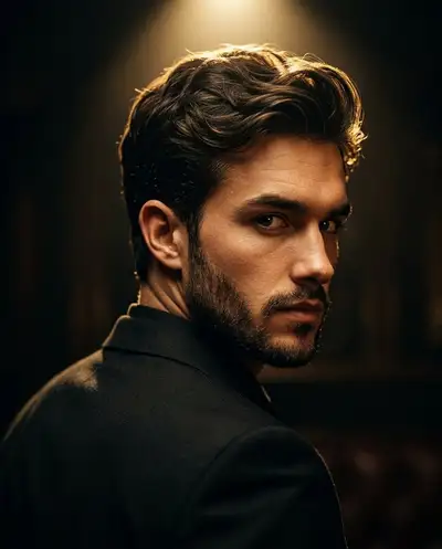 Dramatic Over-the-Shoulder Portrait of a Man in a Suit
