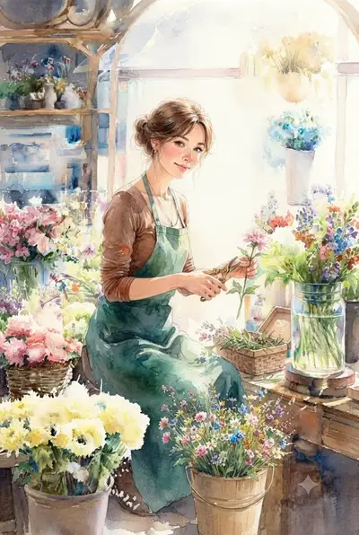 Watercolor Flower Shop Artistry