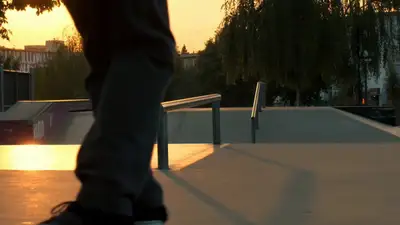 Skateboarder POV Rail Trick