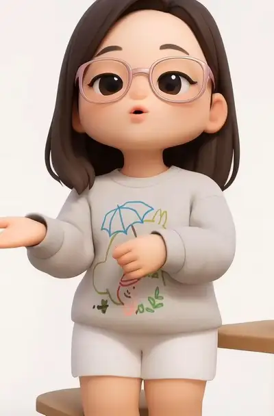3D Stylized Female Character with Glasses