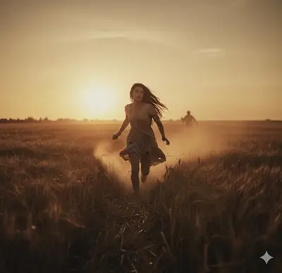 Cinematic Wheat Field Chase Scene