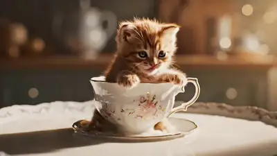 Kitten Surfing Teacup Video Prompt