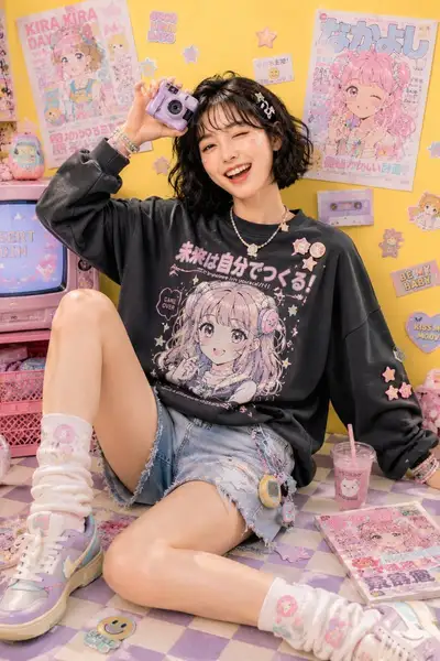 Kawaii Harajuku Studio Fashion Editorial with Y2K Props