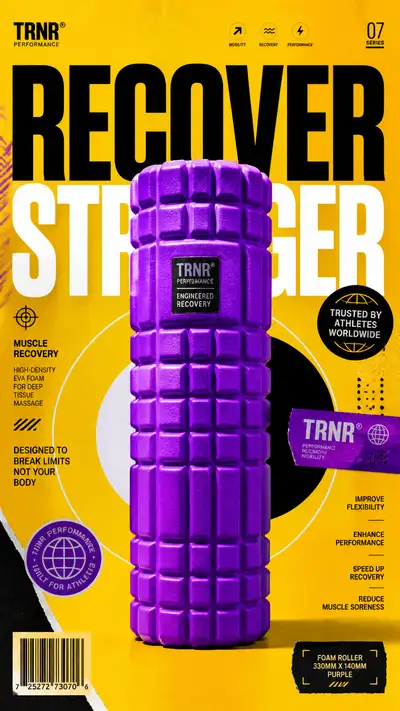 Neon Purple Foam Roller Fitness Advertising Poster