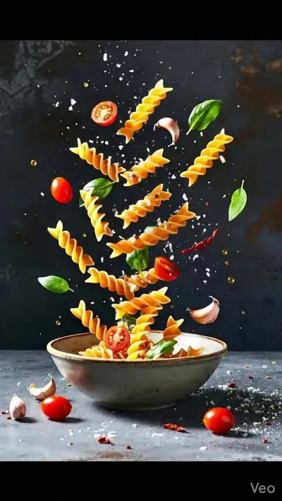 Prompt de Photographie Culinaire avec Pâtes qui Explosent