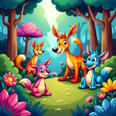 Whimsical Forest Cartoon Illustration