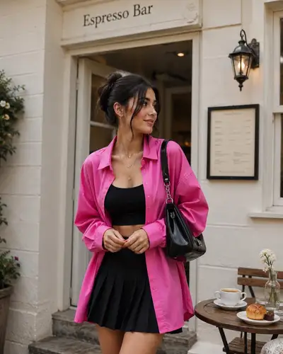 Fashion Editorial Woman at Espresso Bar