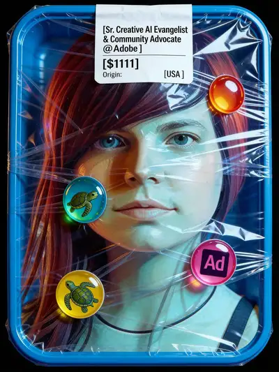 Hyper-realistic packaged face in food container