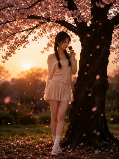 Cinematic Cherry Blossom Portrait