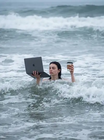 Cinematic Ocean Laptop Photo Prompt