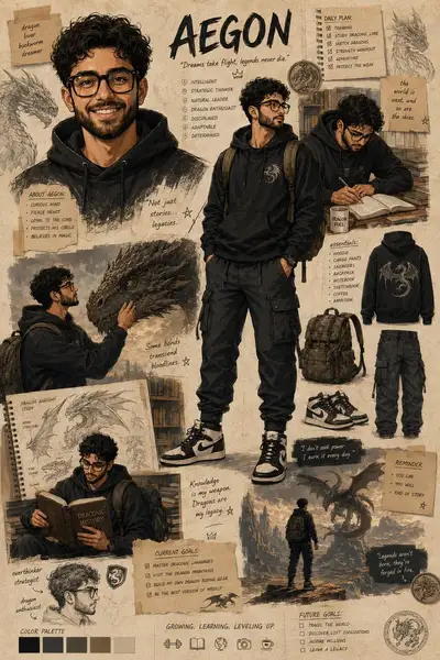 Anime-Style Character Moodboard Poster
