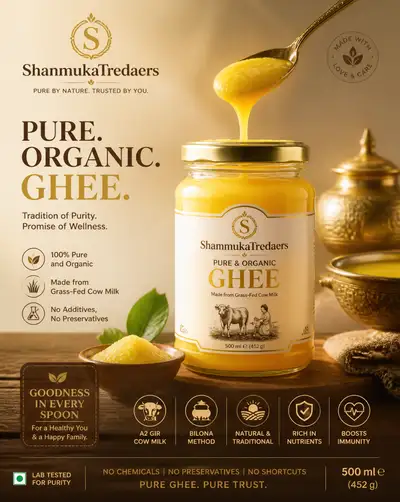 Organic ghee brand product image request from a reference style