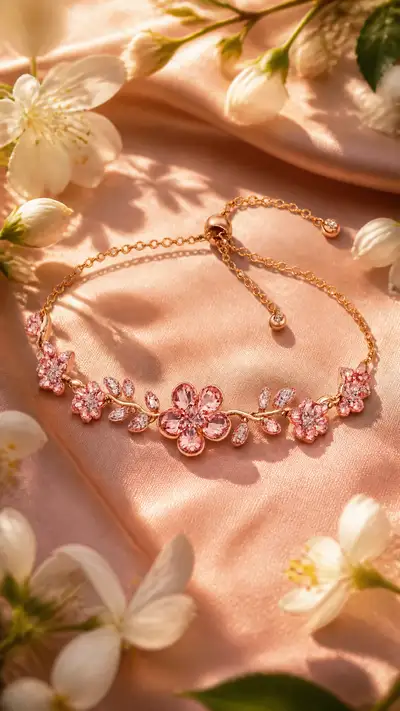 Luxury rose-gold floral bracelet product photo