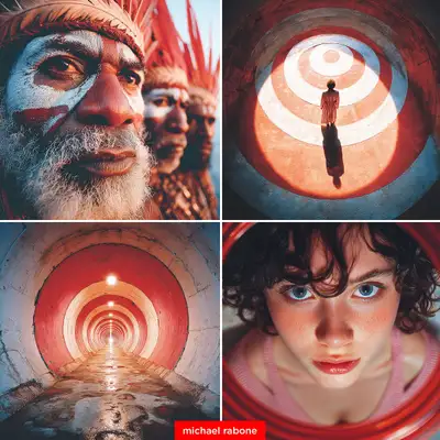 Red Kaleidoscopic Stripe Photography Style