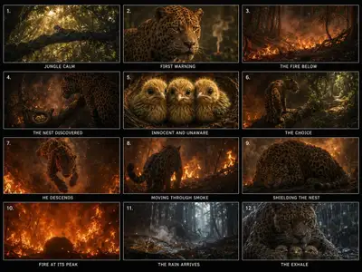 Cinematic 12-Panel Storyboard: The Last Canopy