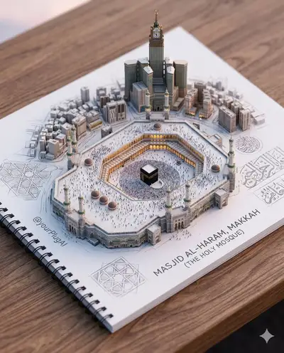 Miniature Diorama of Masjid al-Haram from Sketchbook
