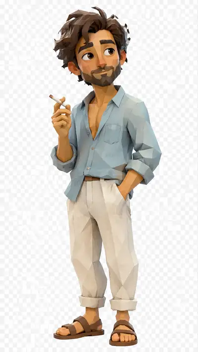 Low-poly 3D fantasy character portrait of a man