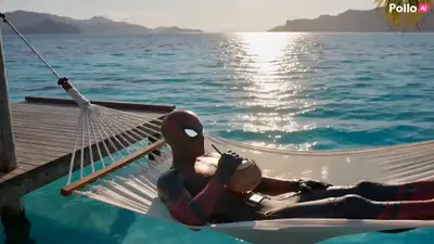オリジナルスーパーヒーローの休暇旅行広告動画プロンプト