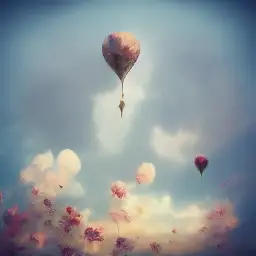 Hot Air Balloon Flower Petals Scene