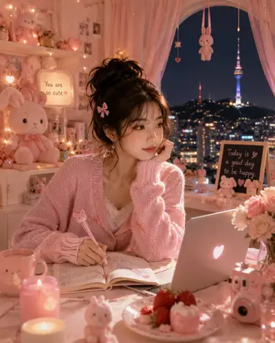 Ultra-Realistic Korean Cozy Study Room Prompt