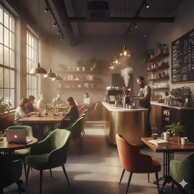 Cinematic Cozy Coffee Shop Scene