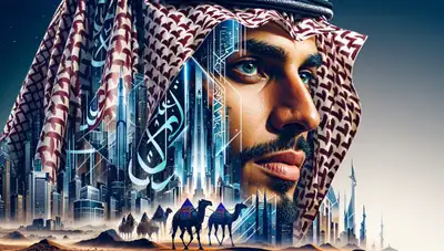 Saudi Man in Arabic Calligraphy Portrait