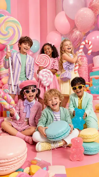 Candy World Studio Photoshoot with Six Children