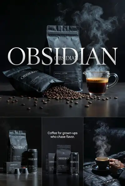 OBSIDIAN coffee brand four-image campaign set