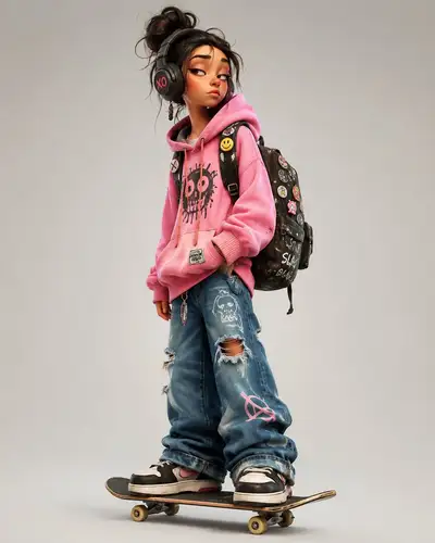 Ultra-detailliertes, stilisiertes 3D-Charakterdesign im Look eines hochwertigen Animationsfilms