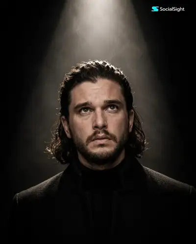 Dramatic spotlight studio portrait in total darkness