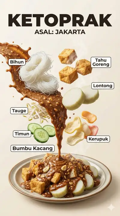 Hyperrealistischer Infografik-Generator für indonesisches Essen