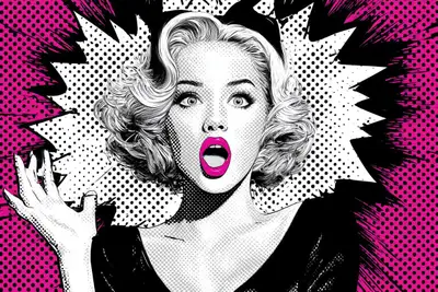 Pop Art explosion template with Ben-Day dots