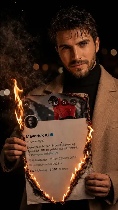 Cinematic Night Portrait with Burning Social Media Profile
