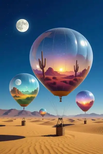Desert Night Balloon Landscapes