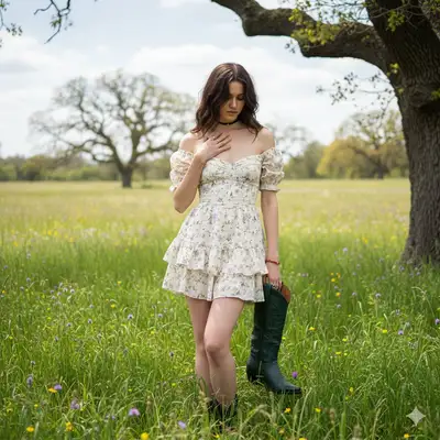 Cottagecore Editorial Portrait in Wildflower Meadow