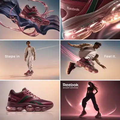 Six-frame Rebook sneaker ad campaign prompt