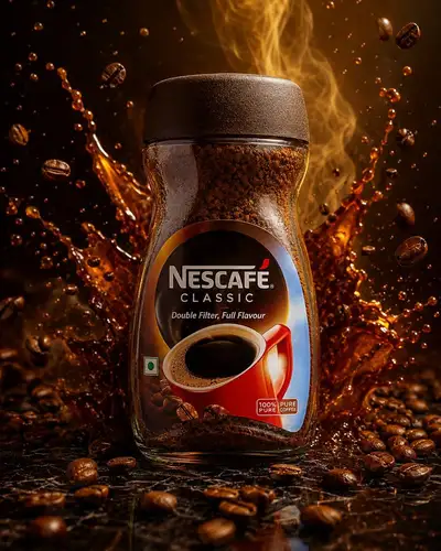 Split-Screen-Kaffeemarkenwerbung mit Nescafe und Rage Coffee