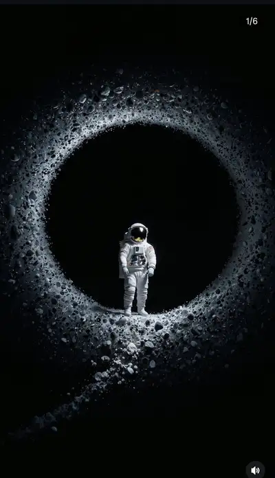 Lone Astronaut on Asteroid Ring
