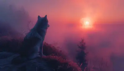 Minimalist Mountain Peak Animal Scene