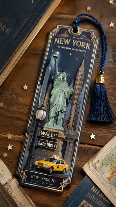 New York travel-keepsake bookmark design