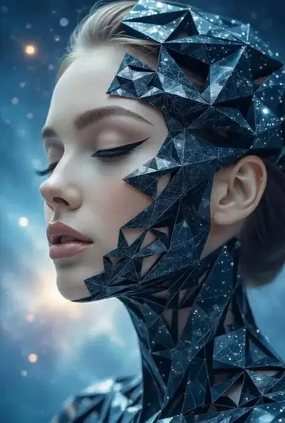 Hyperrealistic Obsidian Hyperdimensional Portrait