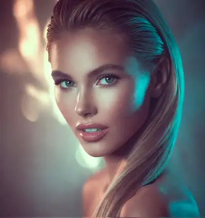 High-Fashion Editorial Portrait with Teal and Amber Lighting