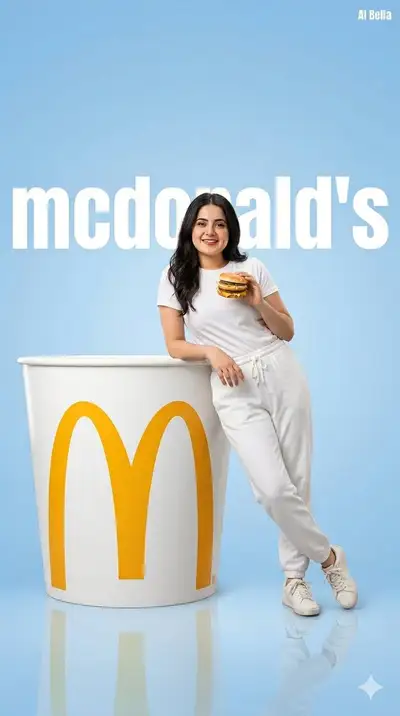 Minimalist McDonald's-style burger advertisement