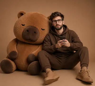 Cozy Teddy Bear Studio Portrait