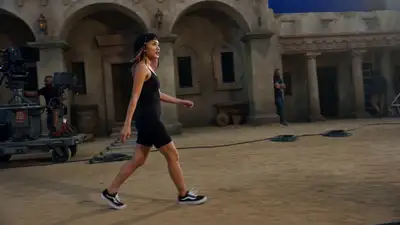Cinematic Phone-Captured Backlot Walkthrough Prompt