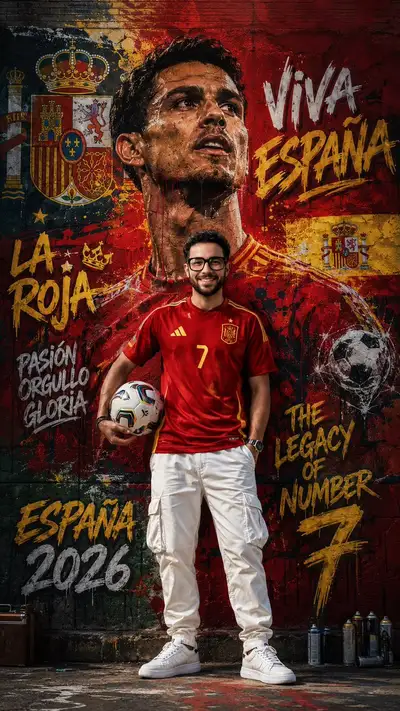 Poster de fan de futbol estilo mural de arte callejero