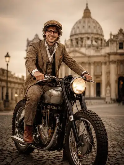 Portrait vintage de moto cafe racer des années 1920