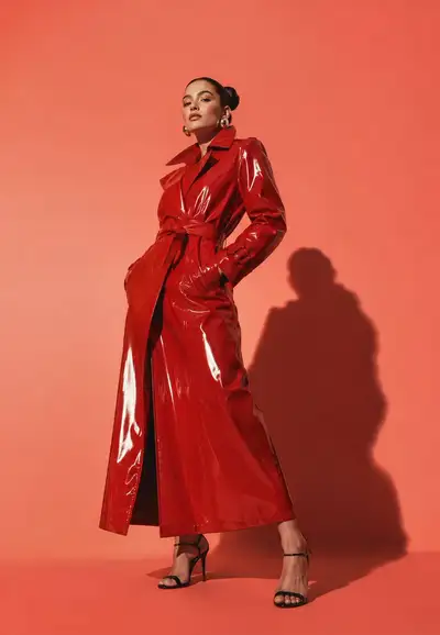 Fashion Editorial Portrait with Patent Leather Coat