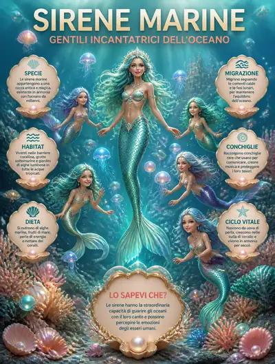 Mermaid ocean infographic poster