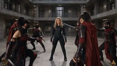 Blonde Hero vs Nine Ninjas Fight Scene